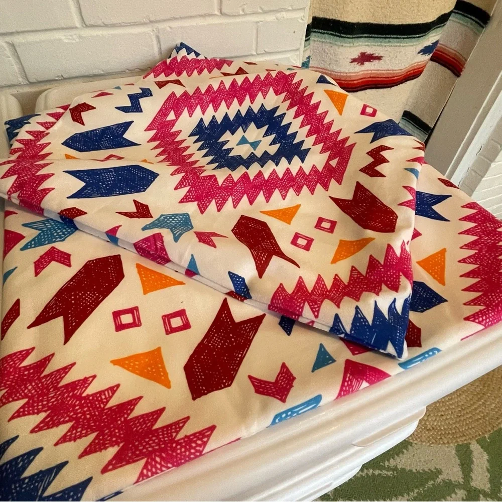 Native Southwestern Aztec Patterned Fabric Pillow Covers 18x18 Poly Bohemian 2